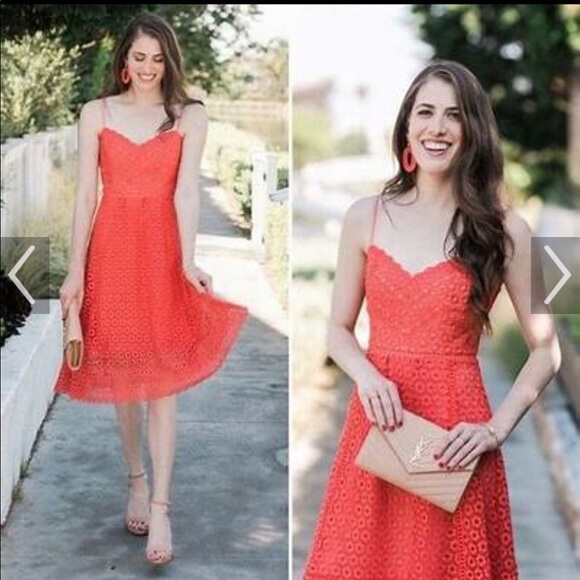 J. Crew Dresses & Skirts - J. Crew Orange Daisy Lace Midi Dress Size 4